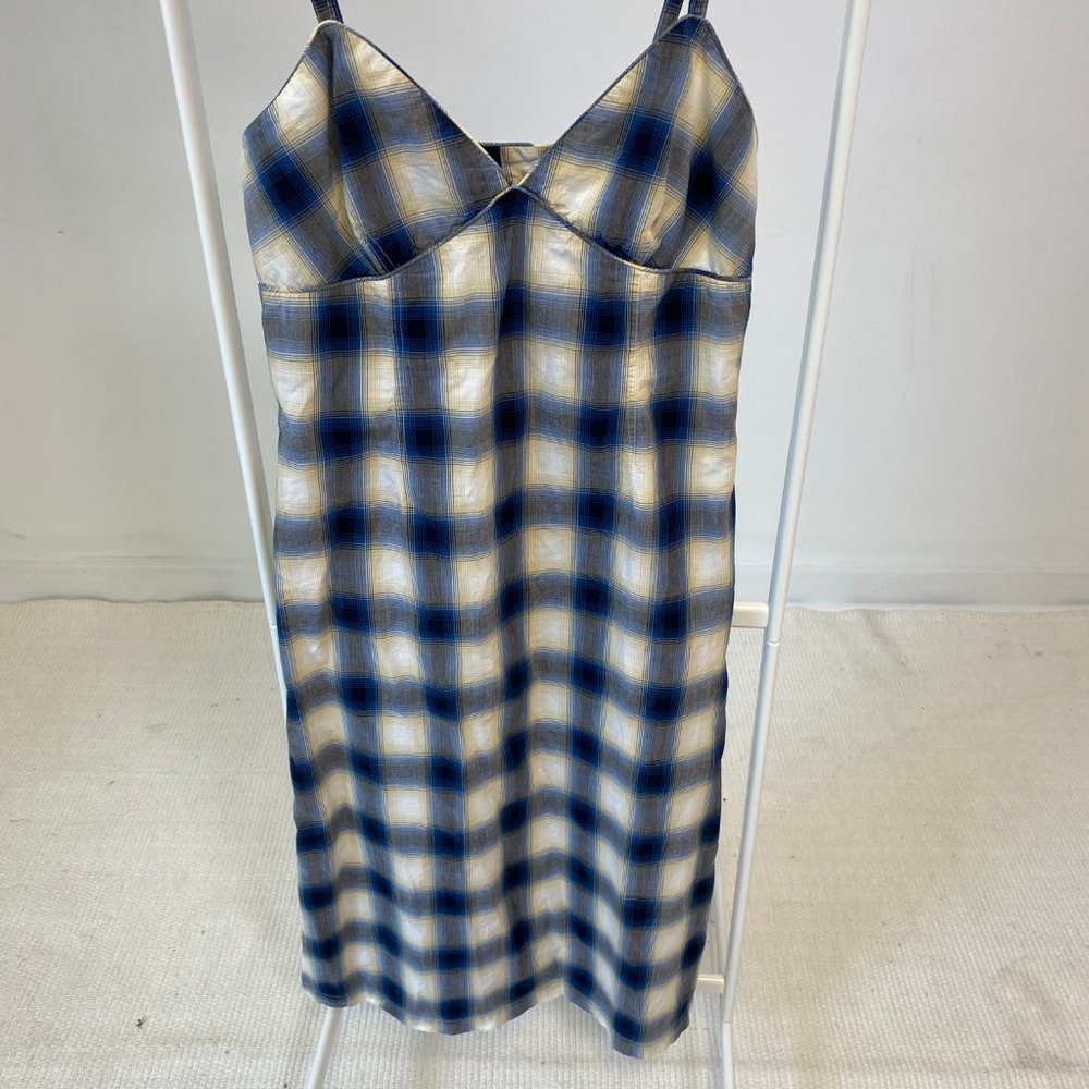Vintage 90s Anthropologie S Plaid Slip Dress - Picture 2 of 13